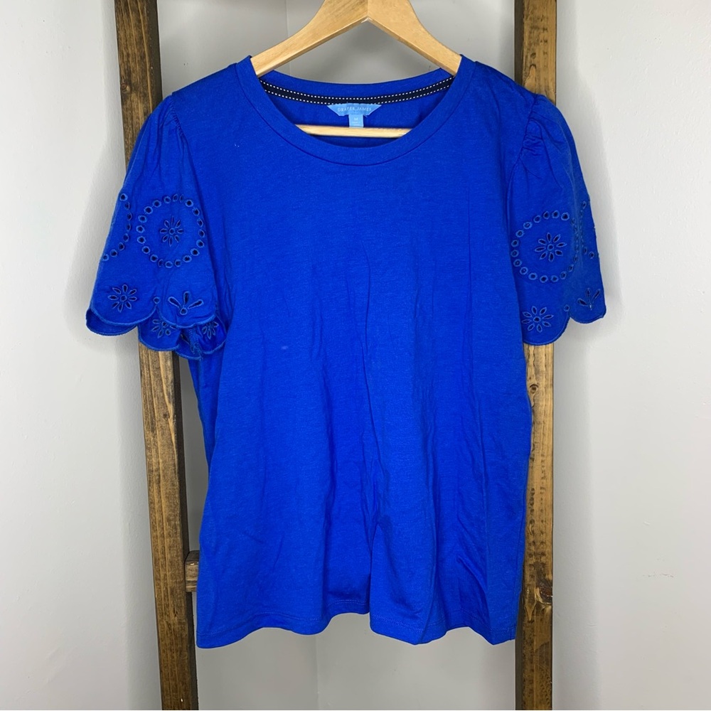 Draper James Royal Blue Eyelet Sleeve Top M